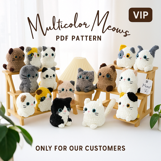🎁 VIP Pack – 16-in-1 Crochet Cat Pattern (Exclusive & Not Public)
